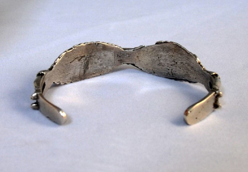 Zuni Turquoise Inlay Bracelet with Silver Eagle Dancers