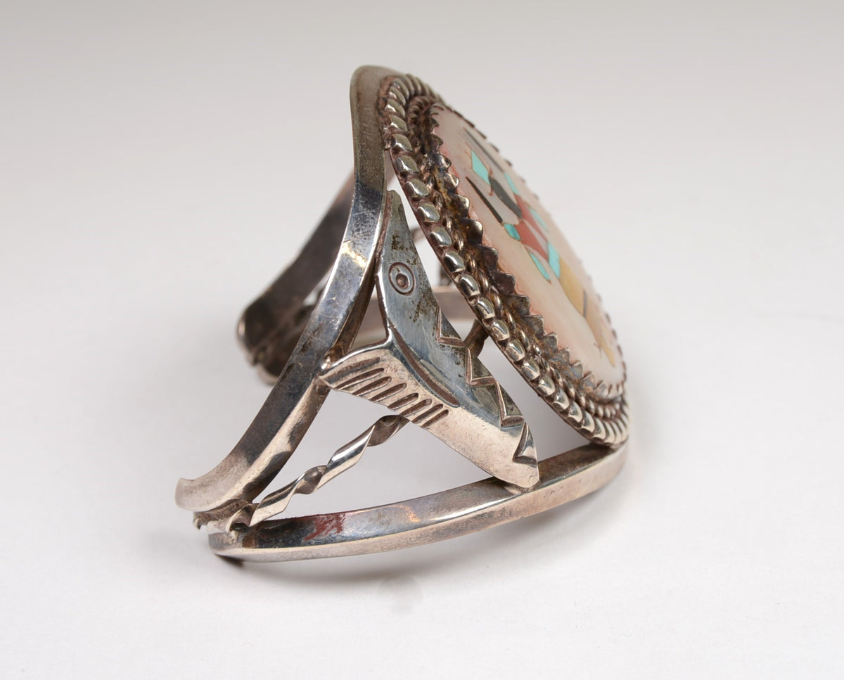 Zuni Inlay Bracelet with Apache Gahn Dancer (Mountain spirit)