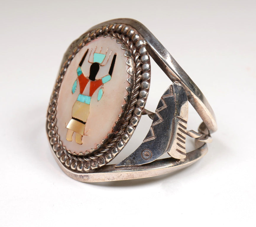 Zuni Inlay Bracelet with Apache Gahn Dancer (Mountain spirit)