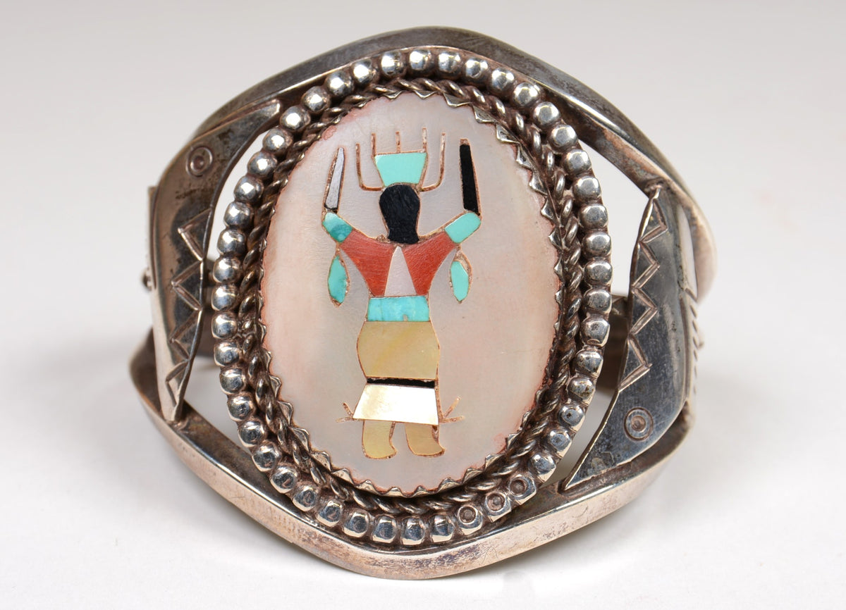 Zuni Inlay Bracelet with Apache Gahn Dancer (Mountain spirit)