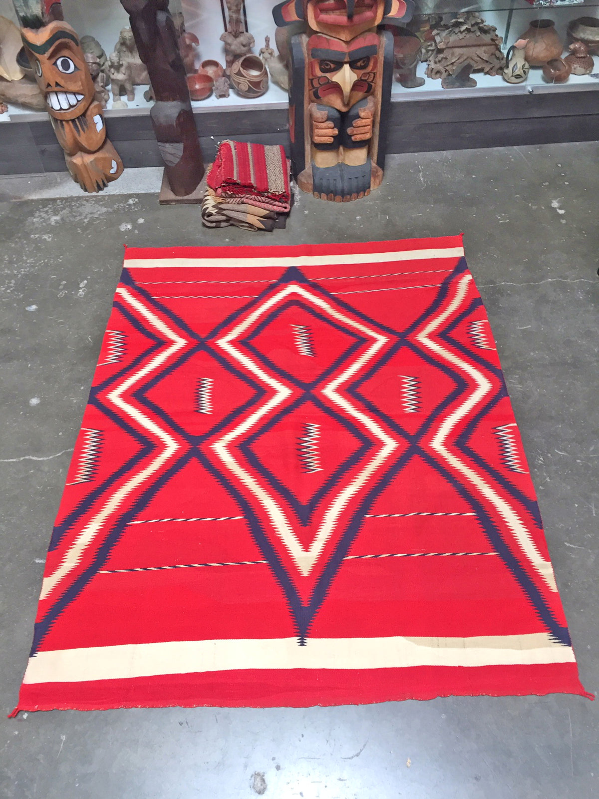 Navajo Germantown Late Classic Serape with Indigo, Wool Warp