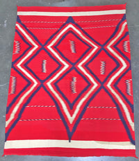 Navajo Germantown Late Classic Serape with Indigo, Wool Warp