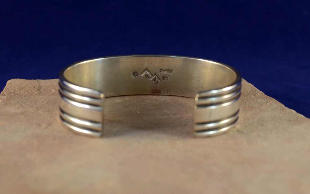 Contemporary Navajo Indian Handmade Bracelet, Sterling Silver & 14K Gold Overlay Cuff