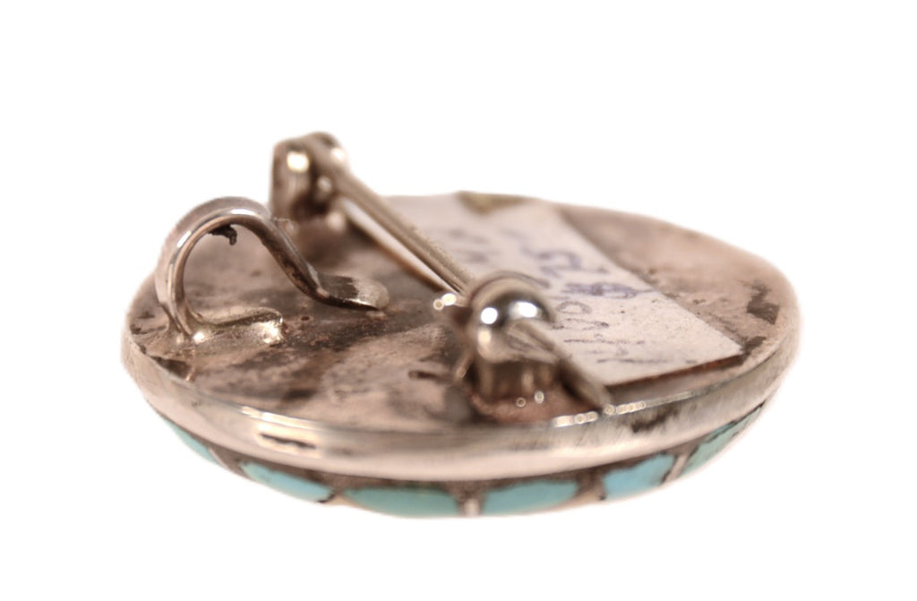 Zuni Pueblo Inlay Mother of Pearl and Turquoise Pin/Pendant
