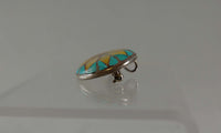 Zuni inlay Mother of Pearl and Turquoise Round Pin / Pendant