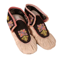 Maliseet Malecite Beaded Hide Moccasins