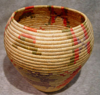 Eskimo Basket - Yup'ik-Inuit Coiled Large Basket with Lid