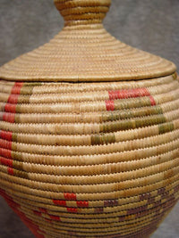 Eskimo Basket - Yup'ik-Inuit Coiled Large Basket with Lid