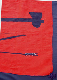 Navajo American Solid Raveled Flannel Field with Germantown details;  Pictorial Blanket