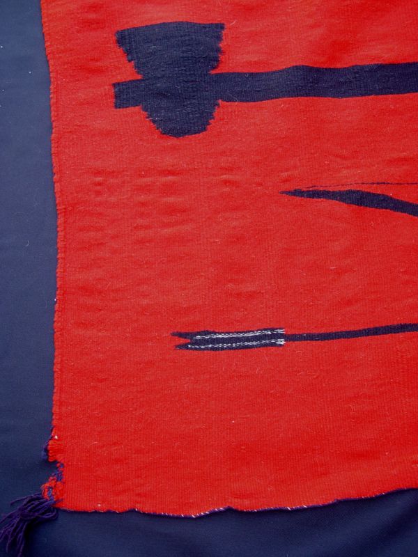 Navajo American Solid Raveled Flannel Field with Germantown details;  Pictorial Blanket