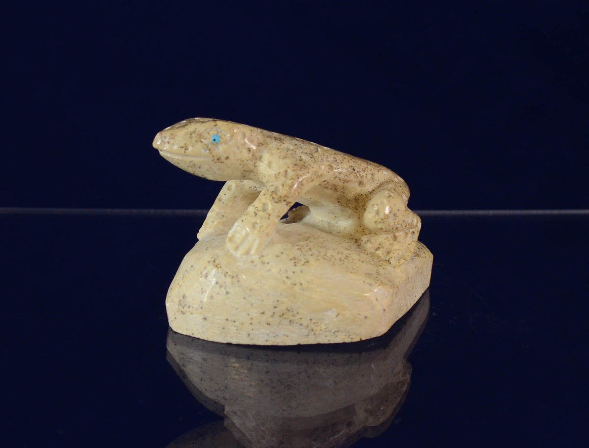 Zuni Lizard Fetish on Rock by Maxx Laate