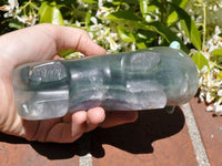 Large Zuni Bison Fetish in Fluorite with Turquoise Eyes and Horns by Lynn Quam