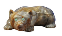 Zuni Bear Fetish Made of Picasso Marble and Turquoise Eyes by Albert Eustice