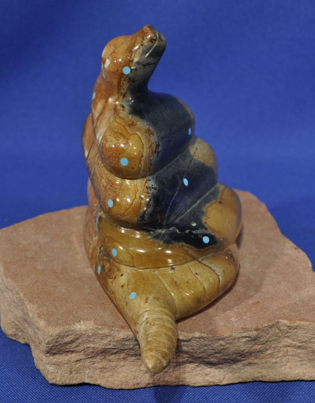 Large Zuni Fetish by Frankie Eustice: Picasso Marble Rattler / Rattlesnake