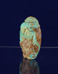 Zuni Pueblo Old Fox Turquoise Man with Fox Pelts Fetish By Eddington Hannaweeke