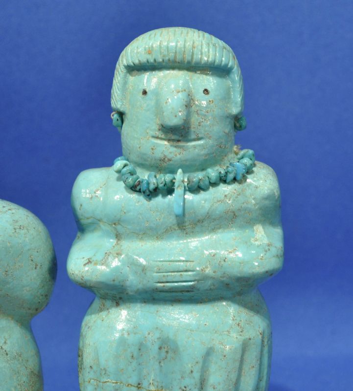 Large Zuni Fetish: Nevada #8 Turquoise Altar Couple by Hayes Leekya