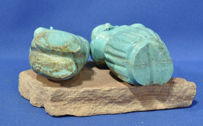 Large Zuni Fetish: Nevada #8 Turquoise Altar Couple by Hayes Leekya