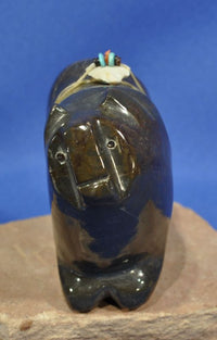 Large  Zuni Fetish by Freddie Leekya -  Dark Green marble Bear