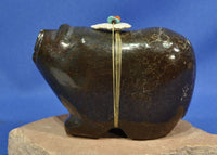 Large  Zuni Fetish by Freddie Leekya -  Dark Green marble Bear