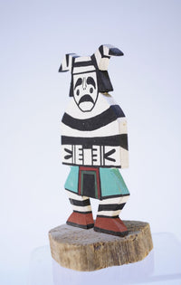 Hopi Pueblo Flat Koshare Kachina Doll on Stand