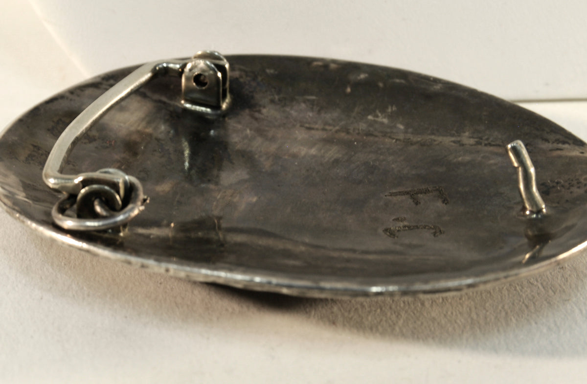 Navajo buckle with single large, Natural Nevada Turquoise setting