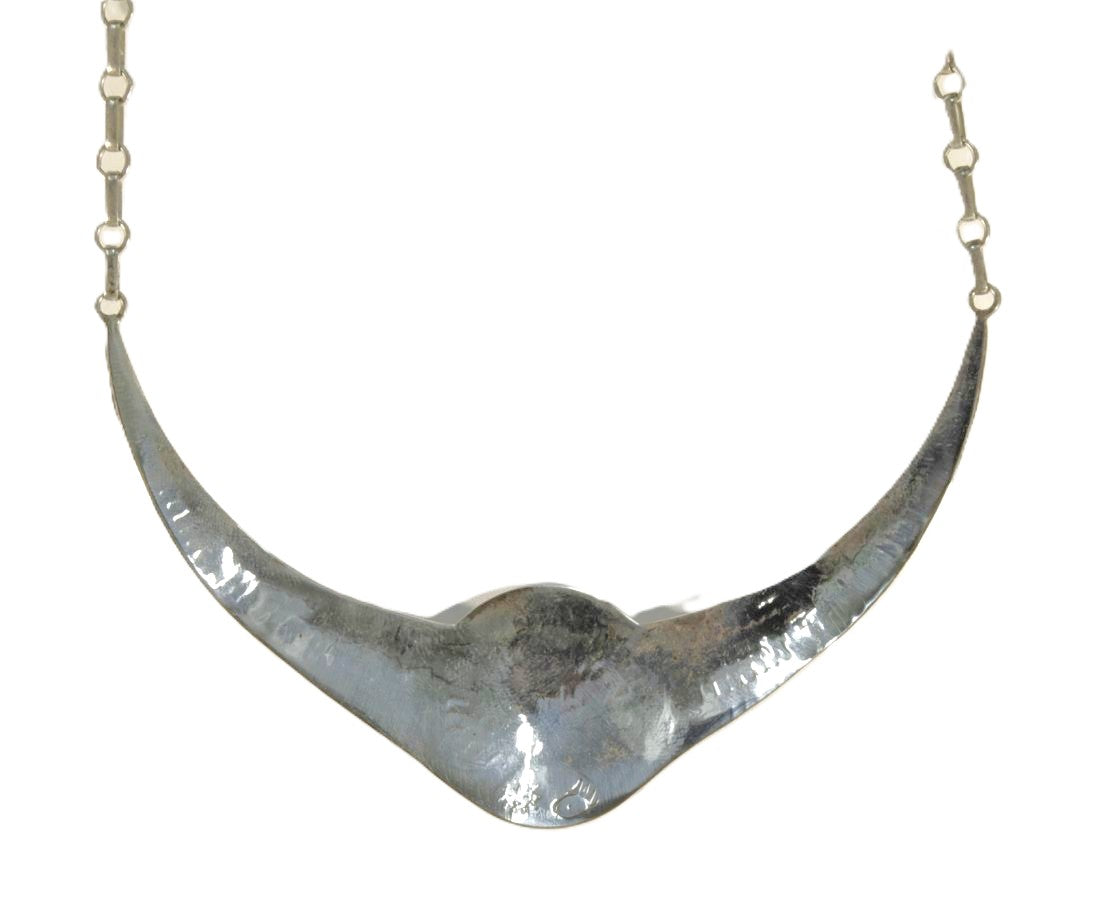 Hopi Indian Sterling Silver Overlay Necklace - Shalako Mana by Alde Qumyintewa