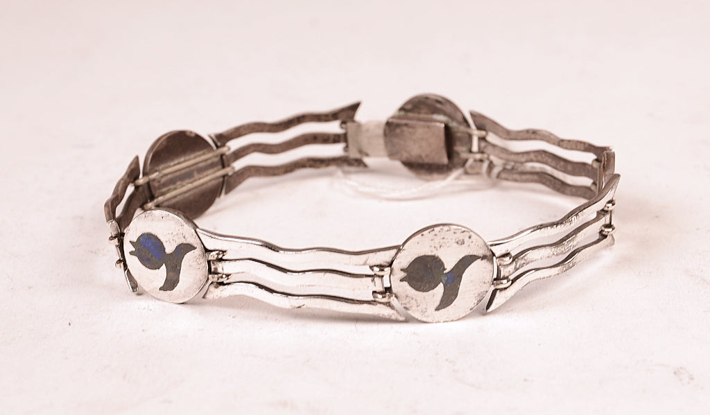Taxco Sterling Silver and Inlay Bracelet