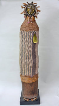 Mixed Media Tall Figure with Bronze and Cloth By Marcia