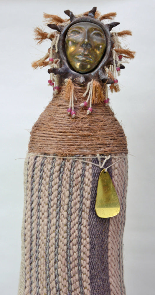 Mixed Media Tall Figure with Bronze and Cloth By Marcia