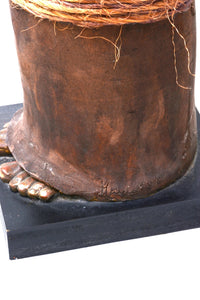 Mixed Media Tall Figure with Bronze and Cloth By Marcia