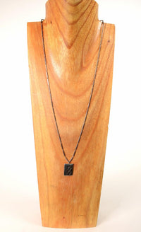 Hopi Overlay Pendant Necklace Rectangular with Silver Chain