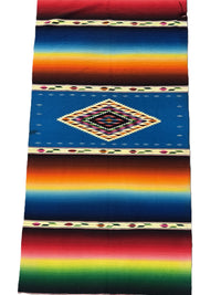 Mexican Saltillo Rainbow Serape, With damaged side