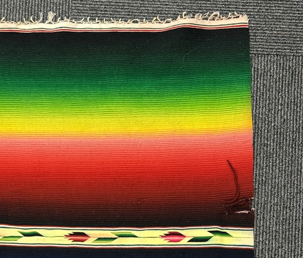 Mexican Saltillo Rainbow Serape, With damaged side