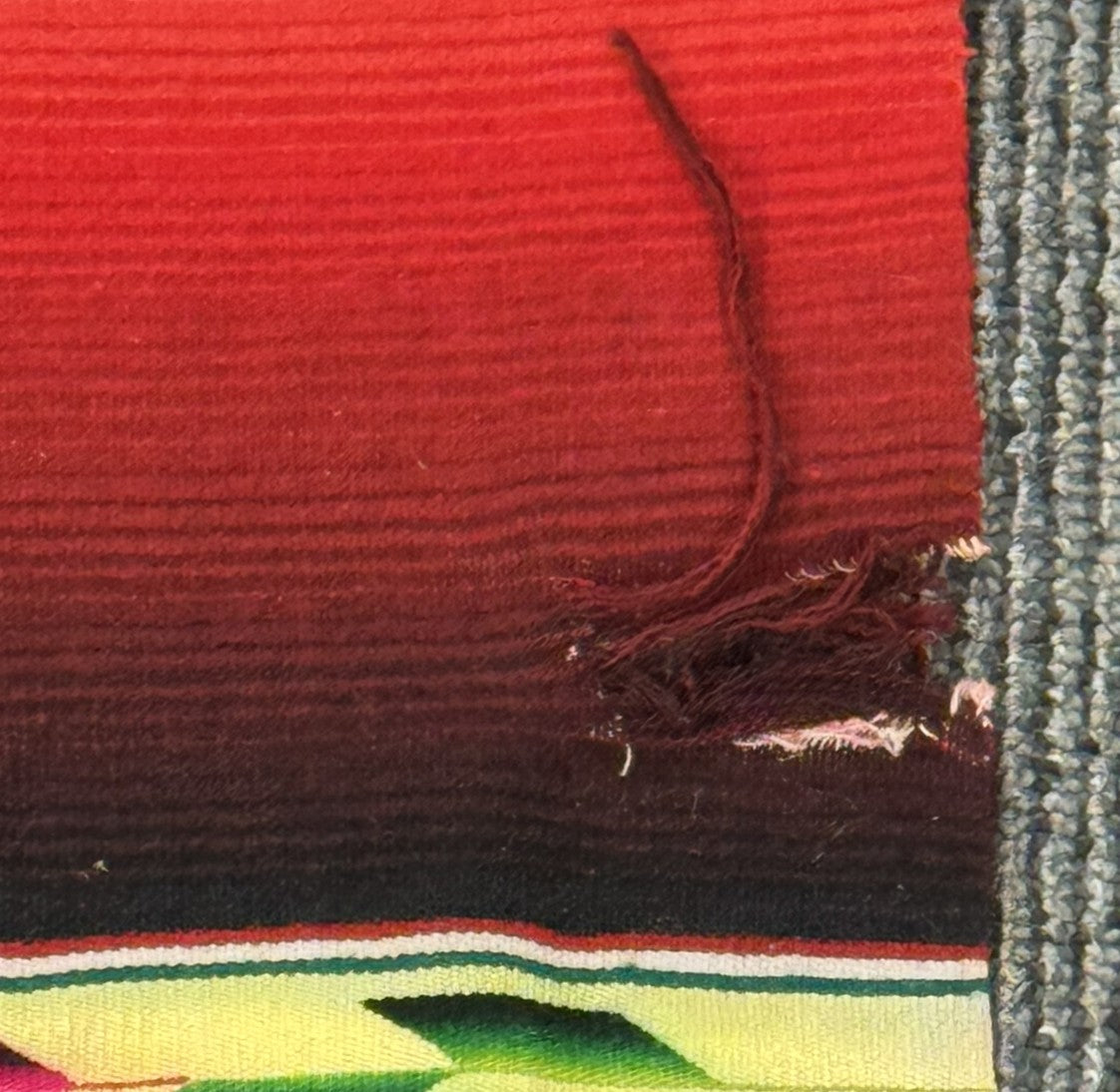 Mexican Saltillo Rainbow Serape, With damaged side