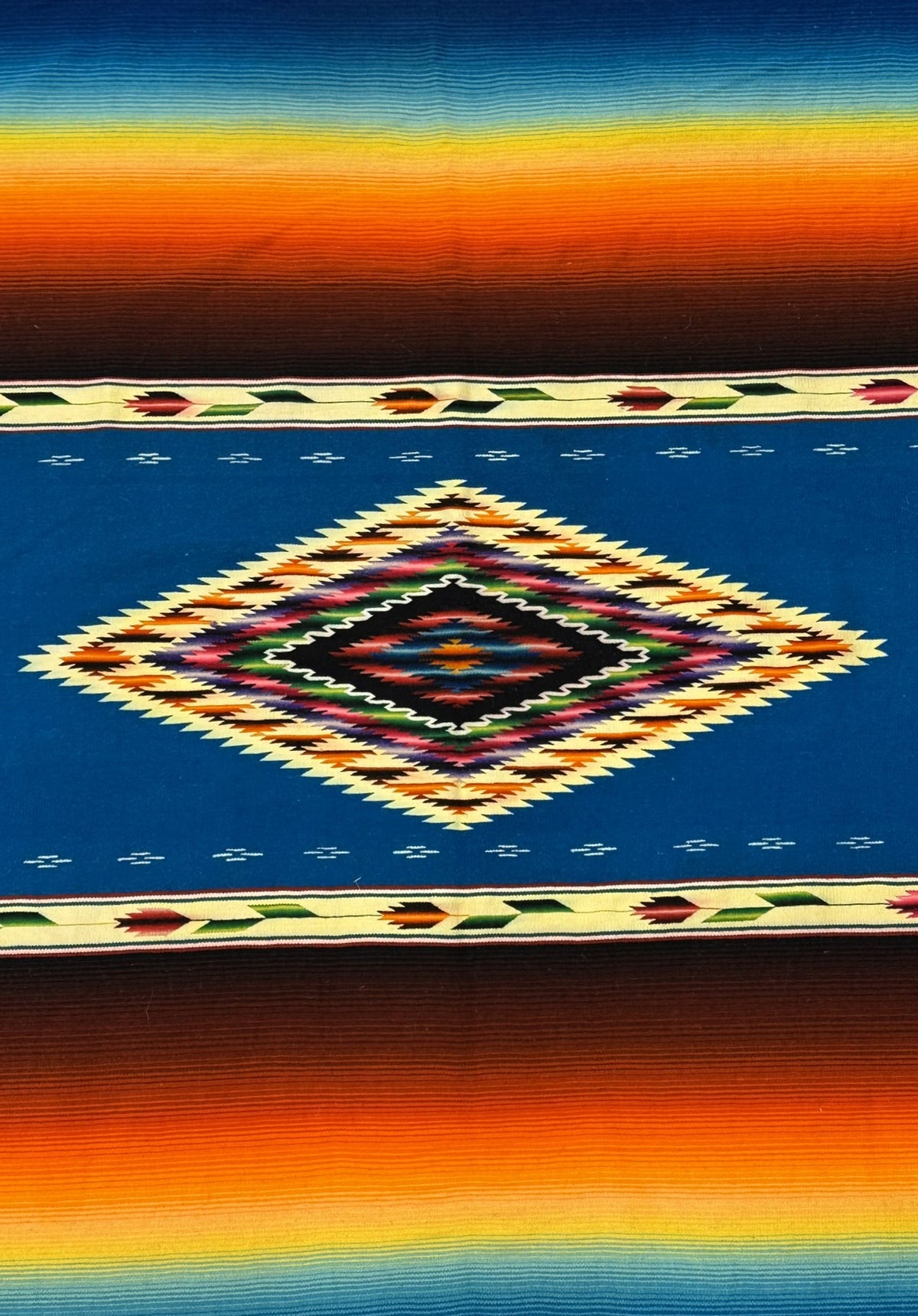 Mexican Saltillo Rainbow Serape, With damaged side