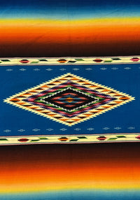 Mexican Saltillo Rainbow Serape, With damaged side