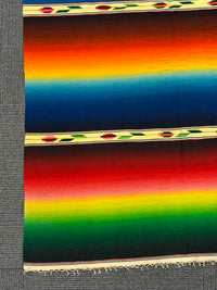 Mexican Saltillo Rainbow Serape, With damaged side