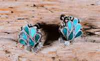 Navajo Channel Turquoise Inlay Screw Back Earrings