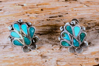 Navajo Channel Turquoise Inlay Screw Back Earrings