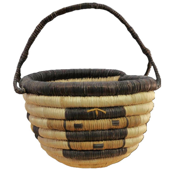 Hopi Coiled basket with Kachina Mask