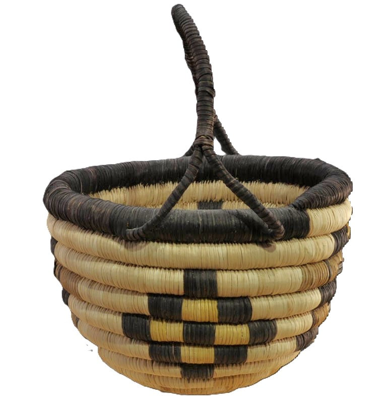Hopi Coiled basket with Kachina Mask