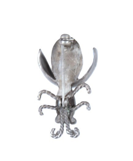 Navajo Fine Sterling Silver and Turquoise Bee Pin