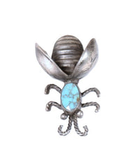 Navajo Fine Sterling Silver and Turquoise Bee Pin