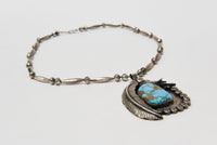 Zuni or Navajo pendant with fine large "Blue Gem" turquoise setting