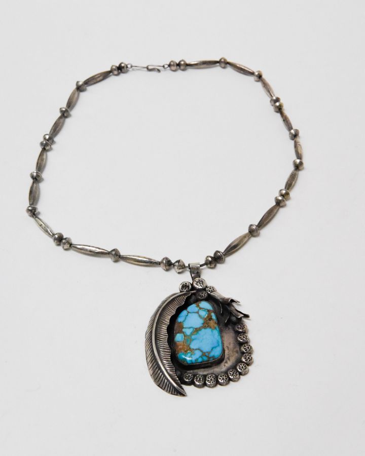 Zuni or Navajo pendant with fine large "Blue Gem" turquoise setting