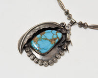 Zuni or Navajo pendant with fine large "Blue Gem" turquoise setting