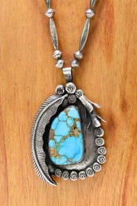 Zuni or Navajo pendant with fine large "Blue Gem" turquoise setting