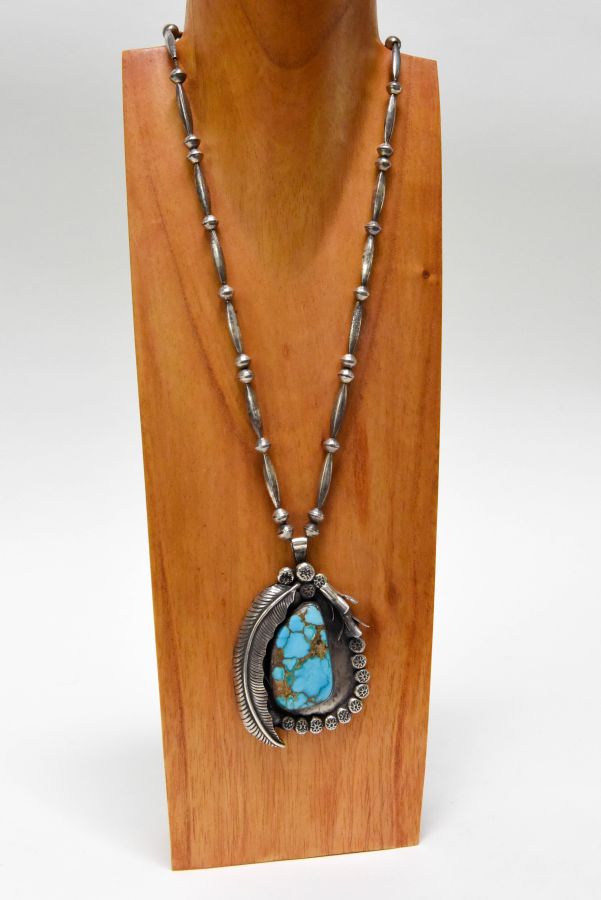 Zuni or Navajo pendant with fine large "Blue Gem" turquoise setting