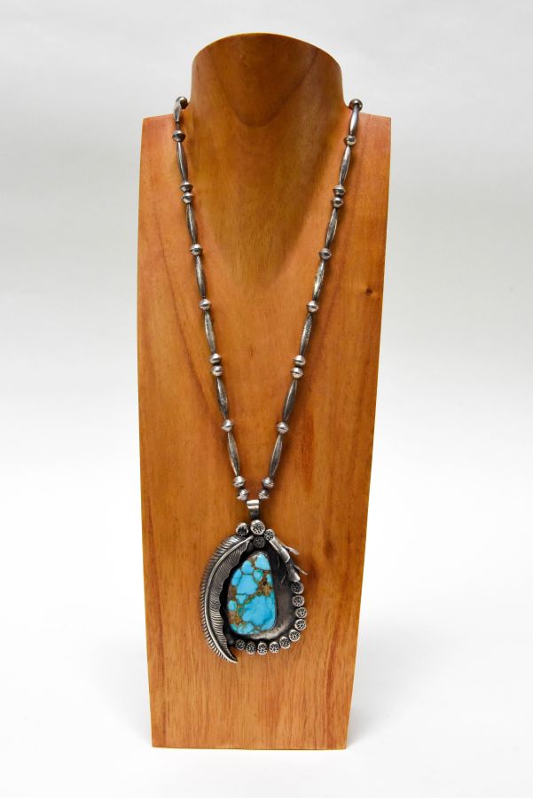 Zuni or Navajo pendant with fine large "Blue Gem" turquoise setting