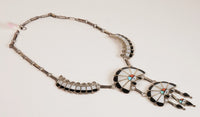 Zuni Channel Inlay Sunface Necklace by Juan and Charlene Chico
